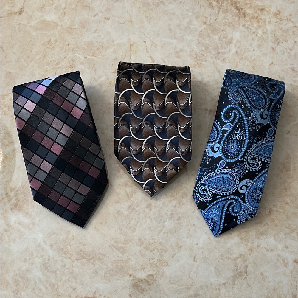 Elegant Men's Tie Set - Black, Brown, and Blue